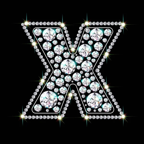 Lettre X faite de diamants étincelants vecteur eps 10 — Image vectorielle