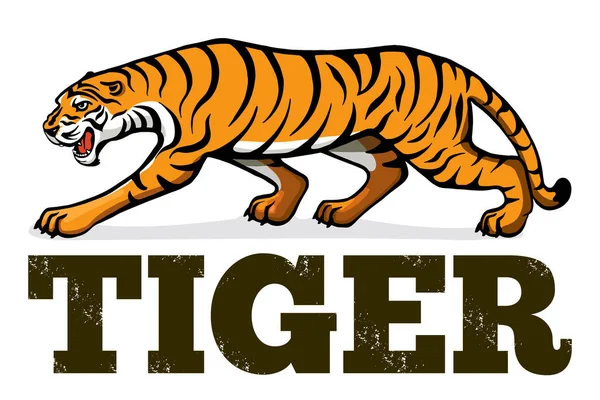 Banner com desenho de tigre ilustração vetorial estilo — Vetor de Stock
