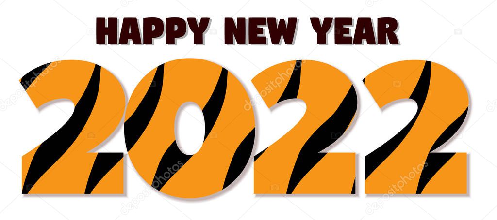 numbers 2022 tiger pattern sketch style vector illustration