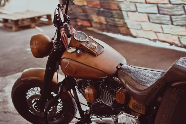 Kahverengi motosiklet ayrıntı Closeup görünümü
