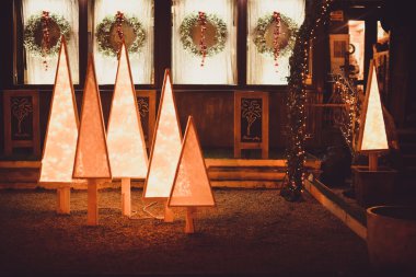 Güzel bir şekilde dekore edilmiş Noel ağaçları