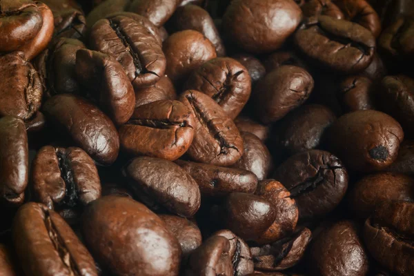 Kávébab háttér, makró — Stock Fotó