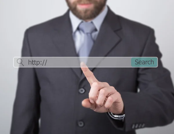 在搜索栏中写在虚拟屏幕上的 http。技术、 互联网和网络的概念。互联网技术在商务中 — 图库照片