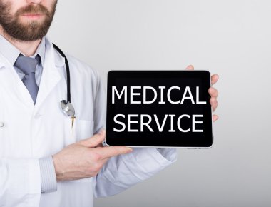 teknolojisi, Internet ve ağ tıp kavramı - tablet pc Sağlık Servisi ile tutan doktor olarak oturum açın. Internet teknolojileri tıpta