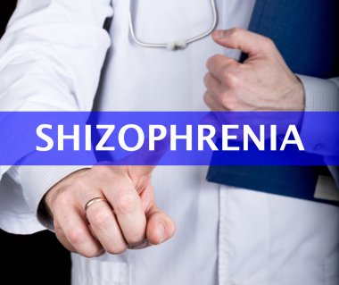 teknolojisi, Internet ve ağ tıp kavram - tıp doktoru sanal ekranlarda shizophrenia düğmeye basmadan. Internet teknolojileri tıpta