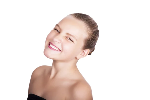 Schönheit Lippen Make-up Detail. niedliches Modell mit sauberer, glänzender Haut. drückt unterschiedliche Emotionen aus — Stockfoto