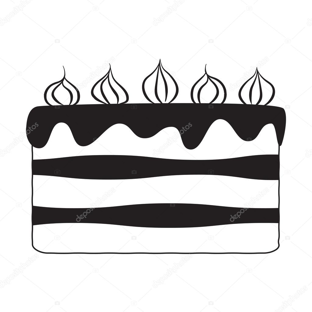 Silhouette of cake with cream