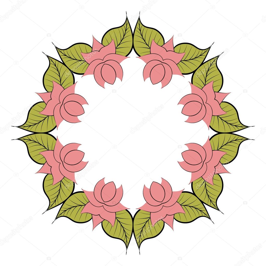 Round floral peony frame