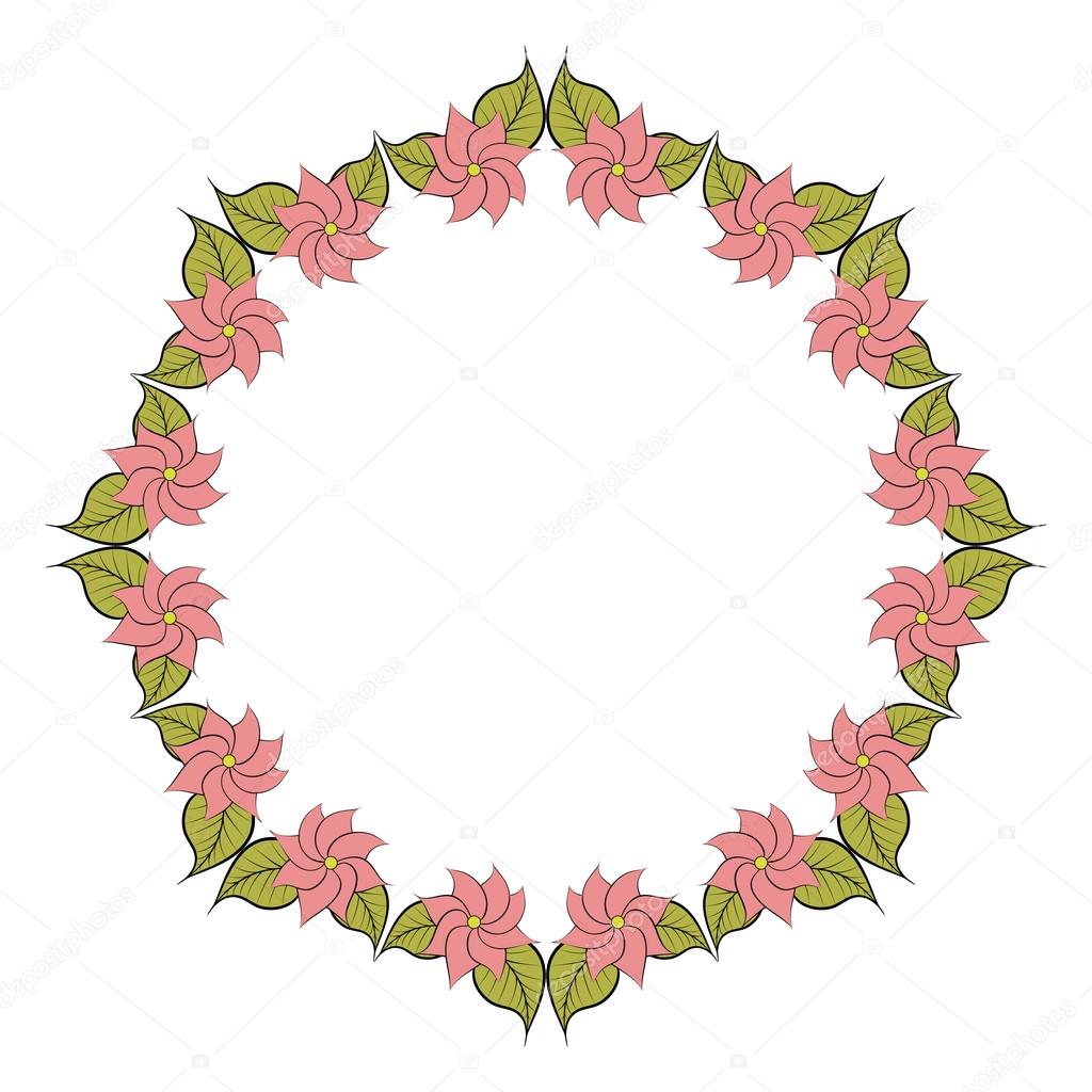 Round pink flower frame
