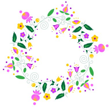 Etnik yuvarlak çerçeve çiçek