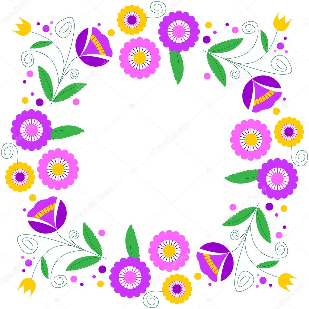Floral ethnic round frame