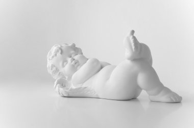 Beyaz arka plan, siyah ve beyaz küçük Uyku meleğim