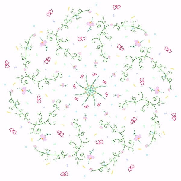 Blommor och hjärtan mönster vektor illustration. — Stock vektor