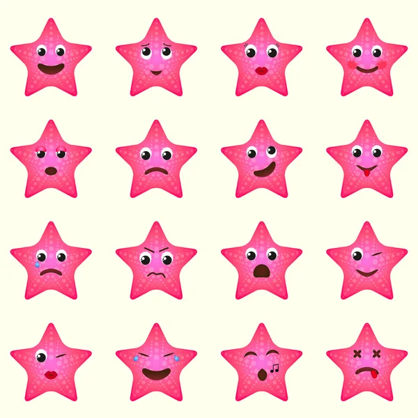 Emoji starsfish Icons set.