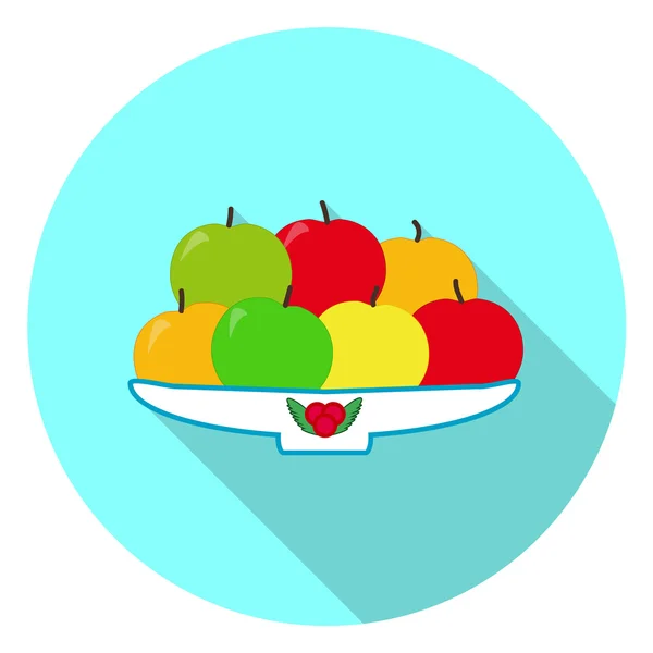 Manzanas frescas placa plana vector ilustración . — Archivo Imágenes Vectoriales