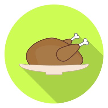 Kızarmış tavuk ya da hindi uzun gölge simgesi.