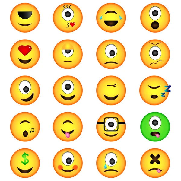 Set di Emoticons. Set di Emoji. Emoji con un occhio solo. EPS10 . — Vettoriale Stock