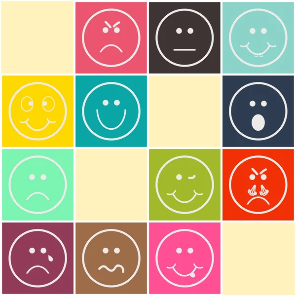 Set di emoticon colorate, modello di backgound piatto emoji. EPS10 — Vettoriale Stock