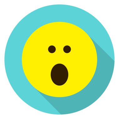 İfade yüz şaşırttı. Sürpriz emoji. Beyaz arka plan üzerinde vektör illüstrasyon izole. Emoji longshadow simgesi.