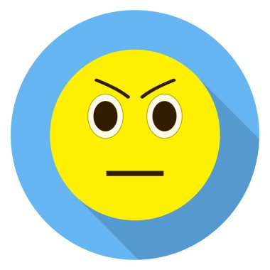 İfade kızgın surat. Kızgın emoji. Beyaz arka plan üzerinde vektör illüstrasyon izole. Emoji longshadow simgesi.