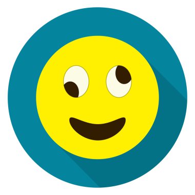 İfade deli yüz. Deli emoji. Beyaz arka plan üzerinde vektör illüstrasyon izole. Emoji longshadow simgesi.