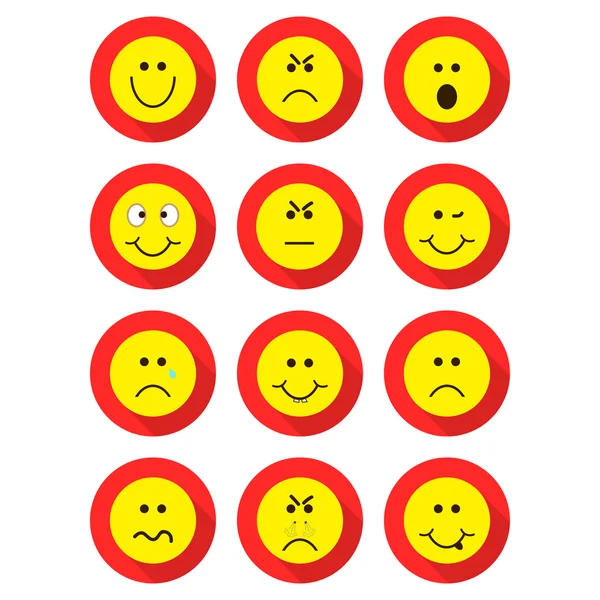 Satz von Emoticons. Emojis. isolierte Vektorillustration auf weißem Hintergrund. Emoji-Longshadow-Symbole. — Stockvektor