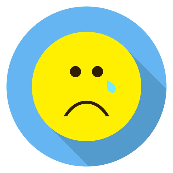 İfade cry yüz. Emoji ağlarım. Beyaz arka plan üzerinde vektör illüstrasyon izole. Emoji longshadow simgesi.