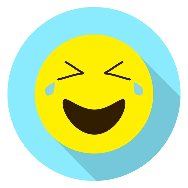Cara de risa emoticono. Emoji riéndose. Ilustración vectorial aislada sobre fondo blanco. Emoji icono de sombra larga . — Archivo Imágenes Vectoriales