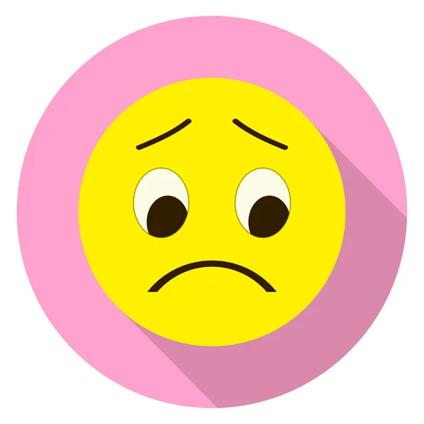 Emoticon cara triste. Emoji triste. Ilustración vectorial aislada sobre fondo blanco. Emoji icono de sombra larga . — Vector de stock