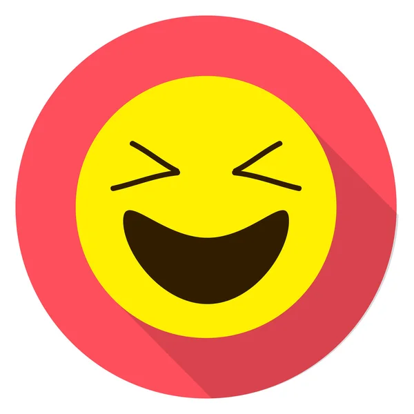 Faccia da risata emotiva. Emoji ridente. Illustrazione vettoriale isolata su sfondo bianco. Icona longshadow Emoji . — Vettoriale Stock