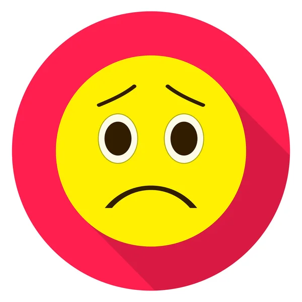 Emoticon sad face. Sad emoji. Isolated vector illustration on white background. Emoji longshadow icon.