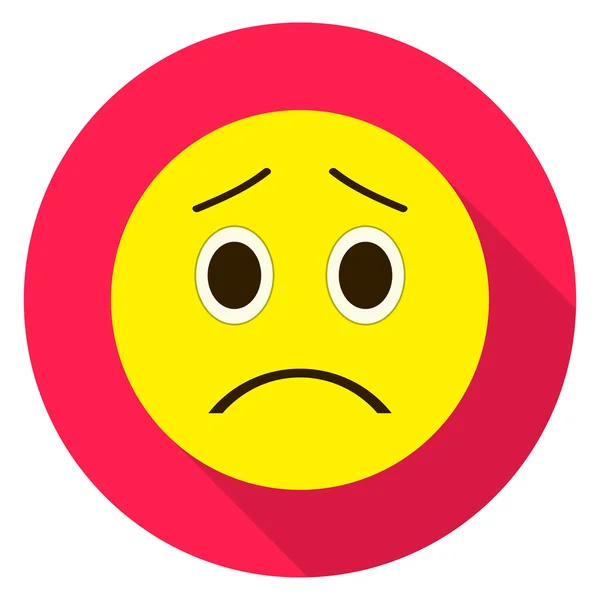 İfade üzgün yüz. Üzgün emoji. Beyaz arka plan üzerinde vektör illüstrasyon izole. Emoji longshadow simgesi.