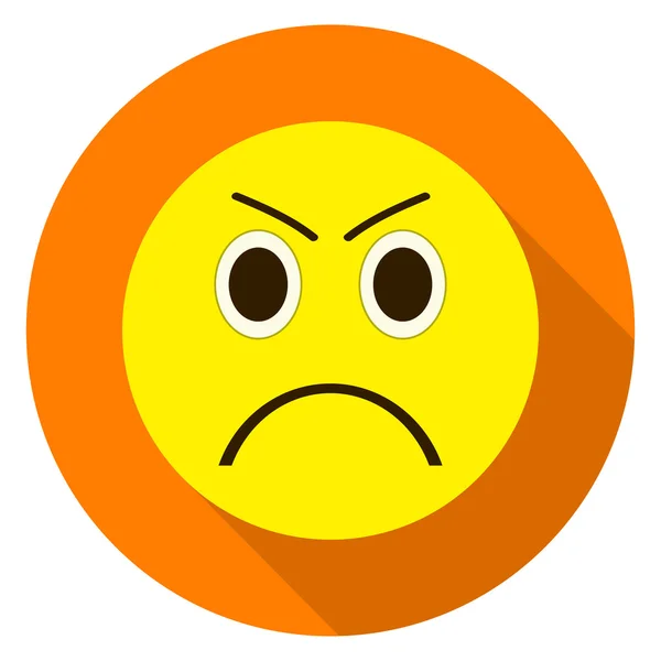 Θυμωμένος πρόσωπο emoticon. Θυμωμένος emoji. Απομονωμένες διανυσματικά εικονογράφηση σε άσπρο φόντο. Εικονίδιο longshadow emoji. — Διανυσματικό Αρχείο