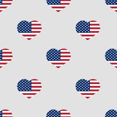 Amerikan bayrağı kalp desen. Kalp desen gri arka plan üzerinde. Vektör görüntü Amerika Birleşik Devletleri bayrağı.