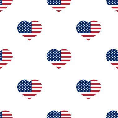 Amerikan bayrağı kalp desen. Beyaz arka plan üzerinde kalp desen. Vektör görüntü Amerika Birleşik Devletleri bayrağı.