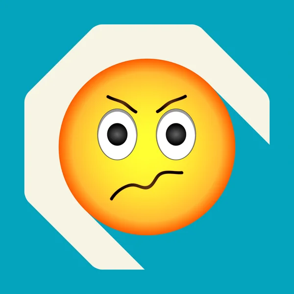 İfade kızgın surat. Kızgın emoji. Arka plan üzerinde vektör illüstrasyon izole. Emoji longshadow simgesi.