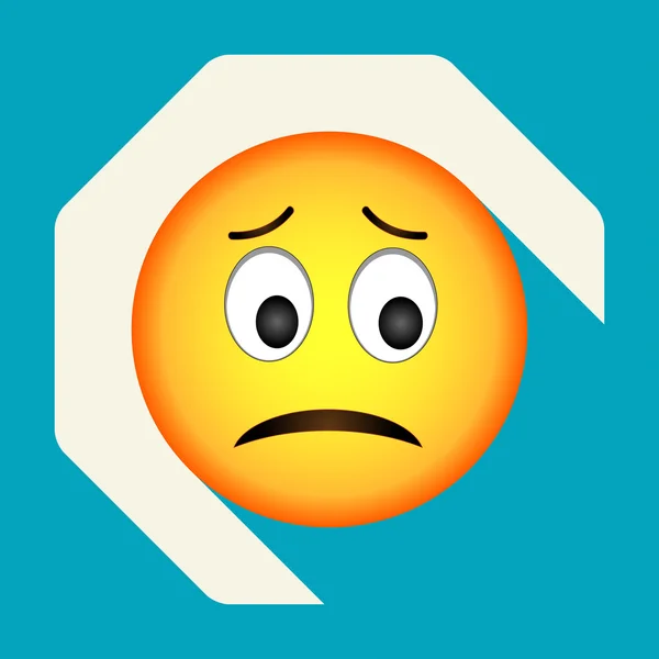 Emoticon cara triste. Emoji triste. Ilustración vectorial aislada sobre fondo. Emoji icono de sombra larga . — Vector de stock