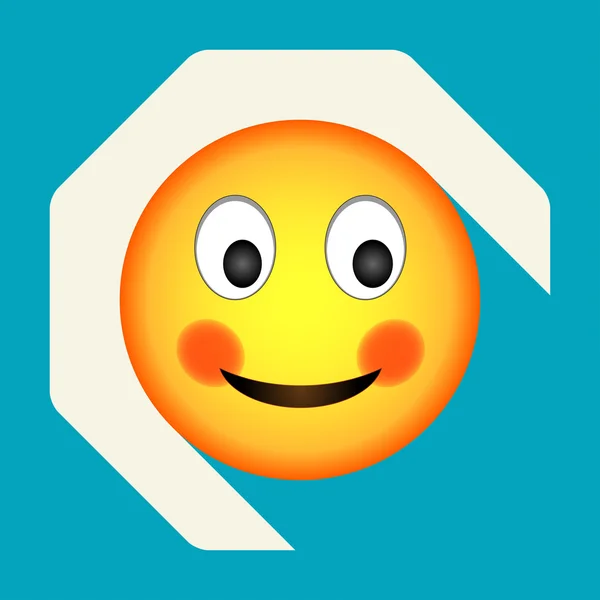 İfade utangaç yüz. Utangaç emoji. Arka plan üzerinde vektör illüstrasyon izole. Emoji longshadow simgesi.