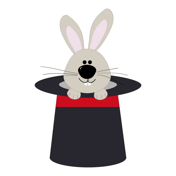 Conejo mágico en una ilustración sombrero . — Vector de stock