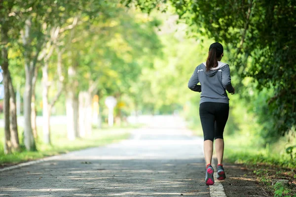 Gesunde Frau Joggt Und Trainiert Freien Asiatische Läufer Trainieren Fitnessstudio — Stockfoto