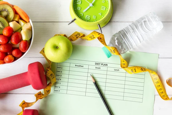 Plano Saúde Dieta Iniciar Planejamento Exercícios Equipamento Ginástica Esportiva Treino — Fotografia de Stock