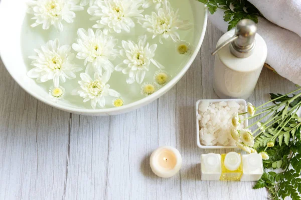 Spa beauty massage health wellness. Spa Thai therapy treatment aromatherapy for body woman with white flower nature candle for relax and healthy care.  Lifestyle and cosmetic Concept