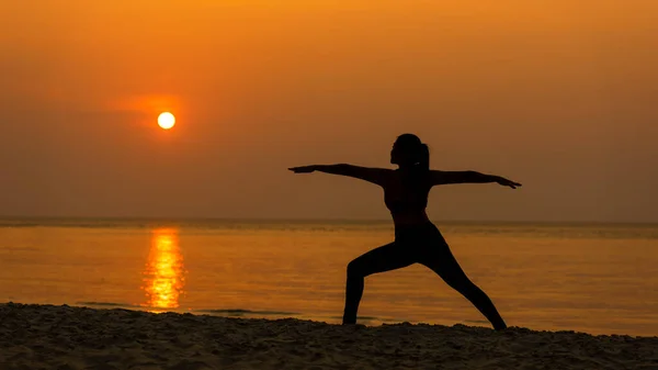 Silhouette Lifestyle Woman Yoga Exercise Healthy Life Young Girl People — Fotografia de Stock