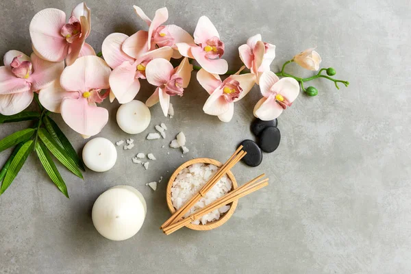 Massaggiothai Spa Massaggio Spa Trattamento Relax Con Orchidea Rosa Sulla — Foto Stock