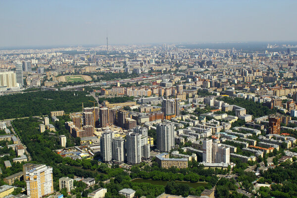 Aerial view to Moscow, Russia