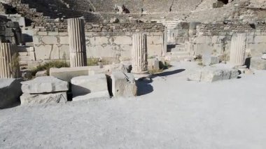 Tarihi kalıntıların, sütunların, antik Ephesus şehrindeki antik tiyatro ve tapınakların görüntüleri.