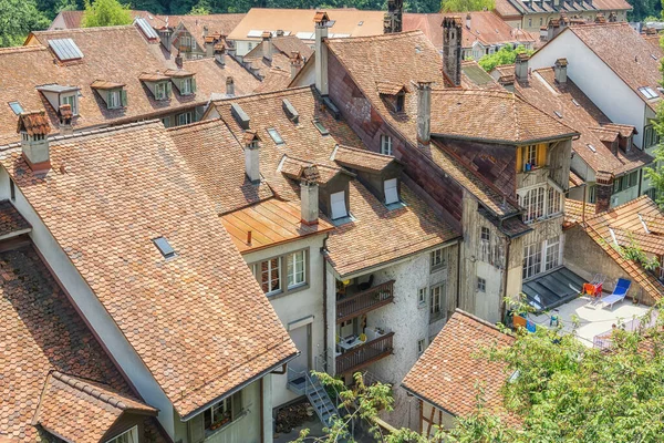 Luftaufnahme Alter Wohngebäude Mit Ziegeldächern — Stockfoto