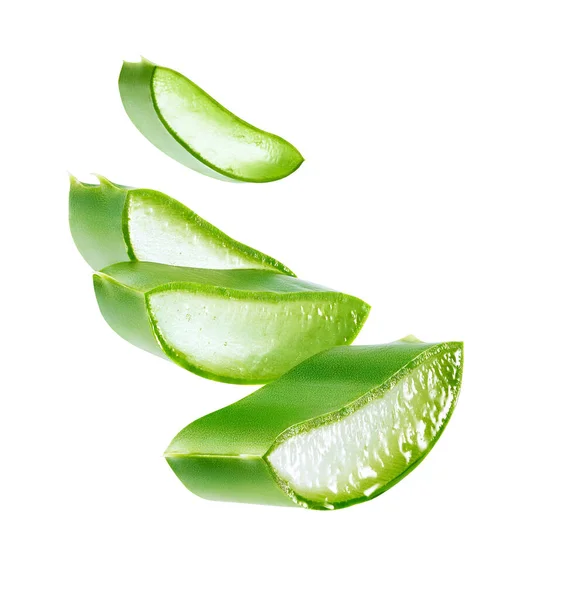 Aloe Vera Slices Isolated White Background Clipping Path Included — Stok Foto