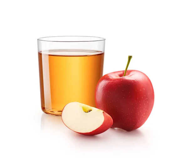 Glass Apple Juice Red Apples Isolated White Background — Stock Photo, Image