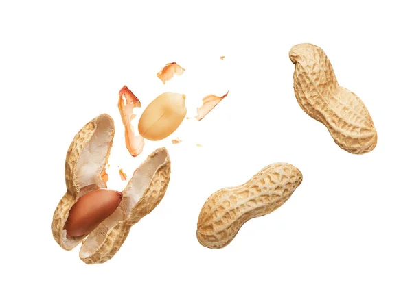 Casca Aberta Amendoim Amendoins Não Descascados Sobre Fundo Branco Fotografia De Stock